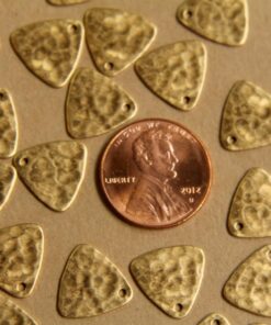 4 pc. Raw Brass Hammered Round-Edge Triangle Charms: 12.5mm by 12.5mm - Made in USA | RB-423