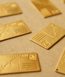 4 pc. Raw Brass Postcard Charms with One Hole: 26mm by 16mm - made in USA | RB-574