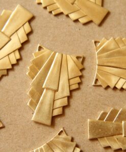 1 pc. Raw Brass Layered Geometric Connectors: 31mm by 22mm - made in USA Art Deco Style | RB-593