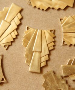 1 pc. Raw Brass Layered Geometric Connectors: 31mm by 22mm - made in USA Art Deco Style | RB-593