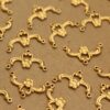 3 pc. Raw Brass Flower and Scroll Three-hole Connectors: 19mm by 9.5mm - made in USA | RB-849
