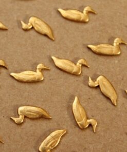4 pc. Tiny Raw Brass Duck Stampings: 11mm by 6mm - made in USA | RB-966