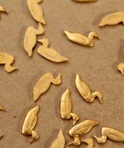 4 pc. Tiny Raw Brass Duck Stampings: 11mm by 6mm - made in USA | RB-966