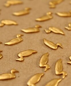 4 pc. Tiny Raw Brass Duck Stampings: 11mm by 6mm - made in USA | RB-966