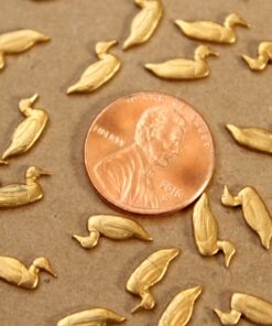 4 pc. Tiny Raw Brass Duck Stampings: 11mm by 6mm - made in USA | RB-966