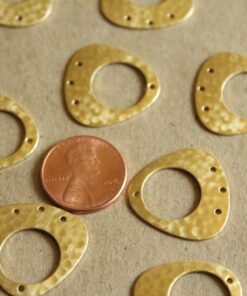 2 pc. Raw Brass Hammered Round-Edge Open Triangle Charms: 23mm by 22mm - Made in USA | RB-1066