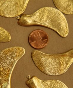 2 pc. Large Raw Brass Samara Maple Seed Charms Facing Right: 53mm by 24mm - made in USA Poly Nose Poly Noses Helicopter Seeds | RB-395