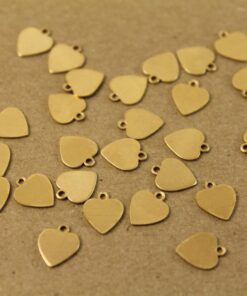 16 pc. Tiny Raw Brass Heart Tags: 10mm by 9.5mm - made in USA | RB-112