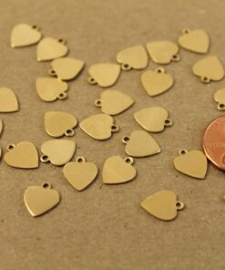 16 pc. Tiny Raw Brass Heart Tags: 10mm by 9.5mm - made in USA | RB-112