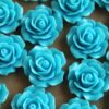 CLOSEOUT - 20 pc. Sky Blue Crisp Petal Rose Cabochons 18mm | RES-062