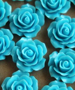 CLOSEOUT - 20 pc. Sky Blue Crisp Petal Rose Cabochons 18mm | RES-062