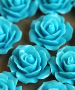 CLOSEOUT - 20 pc. Sky Blue Crisp Petal Rose Cabochons 18mm | RES-062