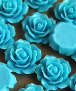 CLOSEOUT - 20 pc. Sky Blue Crisp Petal Rose Cabochons 18mm | RES-062