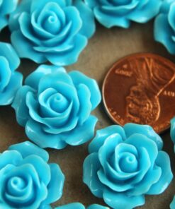 CLOSEOUT - 20 pc. Sky Blue Crisp Petal Rose Cabochons 18mm | RES-062