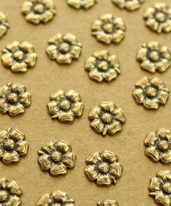 10 pc. Small Raw Brass Five Petal Flower: 9mm - made in USA Garden Spring Summer Flowers | AB-293
