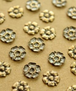 10 pc. Small Raw Brass Five Petal Flower: 9mm - made in USA Garden Spring Summer Flowers | AB-293