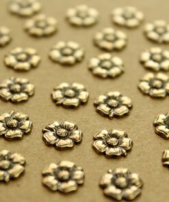 10 pc. Small Raw Brass Five Petal Flower: 9mm - made in USA Garden Spring Summer Flowers | AB-293