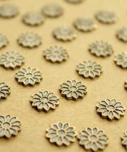 8 pc. Tiny Antique Brass Plated Flower Stampings: 9mm diameter - made in USA | AB-289