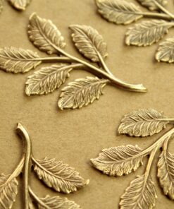 2 pc. Antique Brass Plated Leafy Branch Stamping, 50mm by 32mm - made in USA | AB-298