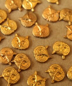 10 pc. Small Raw Brass Owl Heads: 7mm by 8mm - made in USA | RB-041