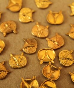 10 pc. Small Raw Brass Owl Heads: 7mm by 8mm - made in USA | RB-041