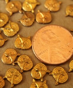 10 pc. Small Raw Brass Owl Heads: 7mm by 8mm - made in USA | RB-041