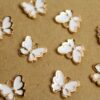 10 pc. White and Gold Enameled Butterfly Charms, 12.5mm x 10.5mm | MIS-287*