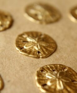 8 pc. Small Raw Brass Sand Dollars: 15mm by 16mm - made in USA | RB-094