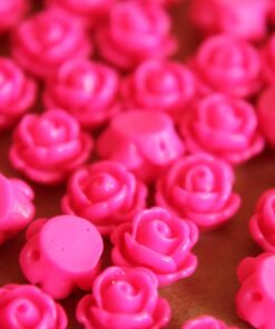 20 pc. Neon Pink Glossy Rose Cabochons 9mm with hole | RES-089