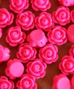 20 pc. Neon Pink Glossy Rose Cabochons 9mm with hole | RES-089