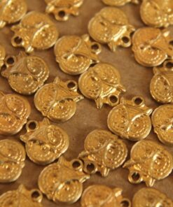 10 pc. Small Raw Brass Owl Head Charms: 8mm by 9mm - made in USA | RB-047