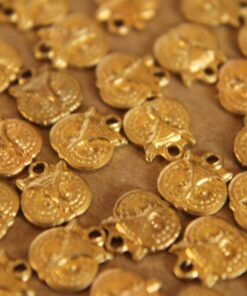 10 pc. Small Raw Brass Owl Head Charms: 8mm by 9mm - made in USA | RB-047