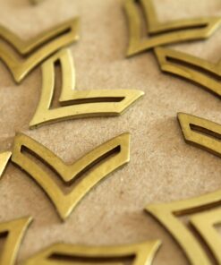 4 pc. Raw Brass Single Chevron Charm: 21mm by 21mm - made in USA | RB-135