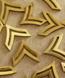 4 pc. Raw Brass Single Chevron Charm: 21mm by 21mm - made in USA | RB-135