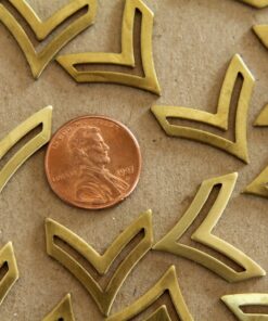 4 pc. Raw Brass Single Chevron Charm: 21mm by 21mm - made in USA | RB-135
