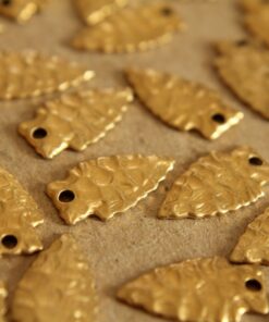 6 pc. Raw Brass Arrowheads: 19mm by 11mm - made in USA | RB-099