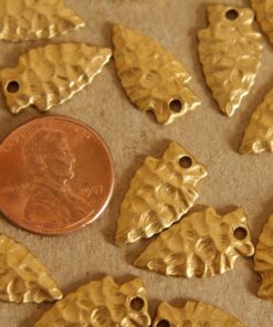 6 pc. Raw Brass Arrowheads: 19mm by 11mm - made in USA | RB-099