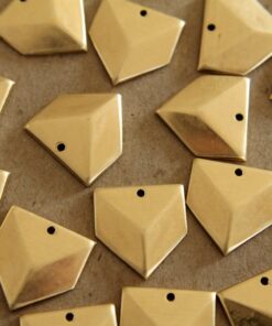 5 pc. Raw Brass Geometric Faceted Pentagon Charms : 18.5mm by 17.5mm - made in USA | RB-137