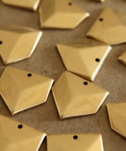 5 pc. Raw Brass Geometric Faceted Pentagon Charms : 18.5mm by 17.5mm - made in USA | RB-137