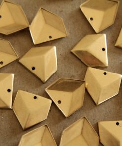 5 pc. Raw Brass Geometric Faceted Pentagon Charms : 18.5mm by 17.5mm - made in USA | RB-137