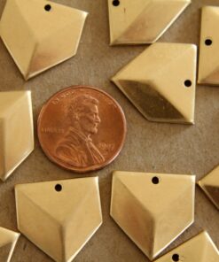 5 pc. Raw Brass Geometric Faceted Pentagon Charms : 18.5mm by 17.5mm - made in USA | RB-137