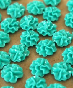 CLOSEOUT - 30 pc. Teal Ruffle Flower Cabochons 11mm | RES-064