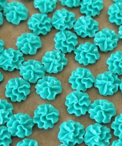 CLOSEOUT - 30 pc. Teal Ruffle Flower Cabochons 11mm | RES-064