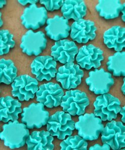CLOSEOUT - 30 pc. Teal Ruffle Flower Cabochons 11mm | RES-064