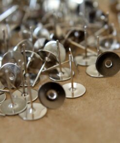 100 pc. Silver plated earring posts, 8mm pad * Also available in 500 and 1000 pieces * | FI-013