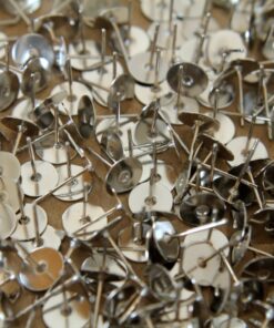 100 pc. Silver plated earring posts, 8mm pad * Also available in 500 and 1000 pieces * | FI-013
