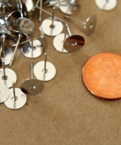 100 pc. Silver plated earring posts, 8mm pad * Also available in 500 and 1000 pieces * | FI-013