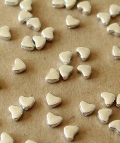 50 pc. Silver Plated Heart Beads, 6mm by 5mm | FI-058*