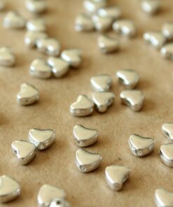 50 pc. Silver Plated Heart Beads, 6mm by 5mm | FI-058*
