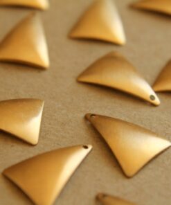 12 pc. Raw Brass Domed Triangle Dangles: 12mm by 17mm - made in USA | RB-150